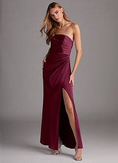 Azazie Lexie Final Sale Mulberry Sheath Strapless Stretch Satin Convertible Dress image4