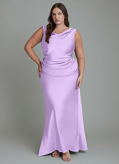 Azazie Kieryn Bridesmaid Dresses Lilac Mermaid Pleated Stretch Satin Dress image7