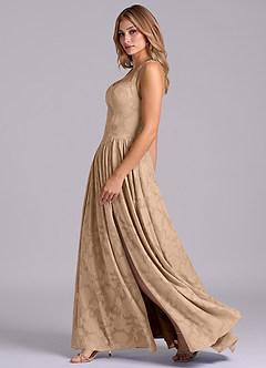 Azazie Francis Bridesmaid Dresses Champagne A-Line Corset Floral Burnout Dress image5