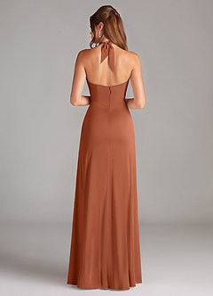 Azazie Elliana Bridesmaid Dresses Cedar Rose A-Line Side Slit Stretch Satin Dress image6