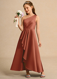 Azazie Taffy Junior Formal Flower Girl Klänningar Klä A-Line i Matt satäng Spets image3