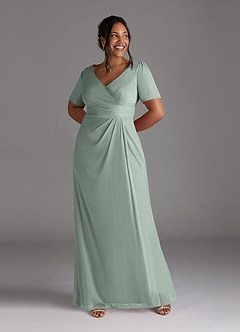 Azazie Bessie Kleider für die Brautmutter A-Linie Plissee Gittergewebe Kleid Agave image7