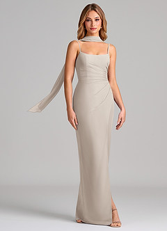 Azazie Calandra Suknie dla druhen Osłona Pofałdowany Szyfon Do ziemi Sukienka image3