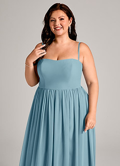 Azazie Calianna Bridesmaid Dresses Moody Blue A-Line Off the Shoulder Chiffon Convertible Dress image11