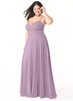 Azazie Avelina Bridesmaid Dresses Wisteria A-Line V-Neck Pleated Chiffon Dress image8