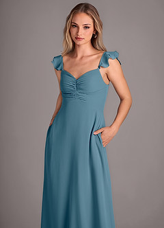 Azazie Kaylyn Jurken voor bruidsmeisjes Jurk van Chiffon met A-Lijn Ruches Bermuda image2