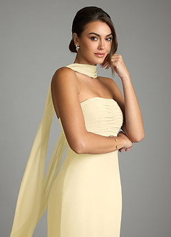 Azazie Saylor Vestidos de damas de honor Vestido de Sorbete De Limón de Gasa de Corte Sirena con Sin tirantes image2