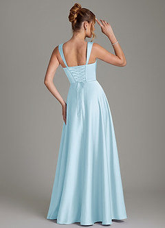 Azazie Azaria Bridesmaid Dresses Sky Blue A-Line Corset Stretch Satin Dress image5