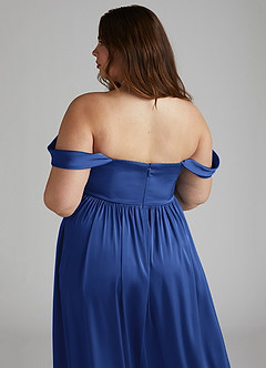 Azazie Morana Brudtärnklänningar Klänning av A-Line i Stretch Satin Av axeln Kungsblå Konvertibel image17