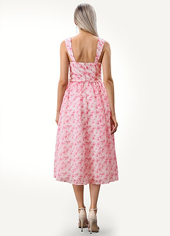 Carly Pink Floral Print Square-Neck Midi Dress image5