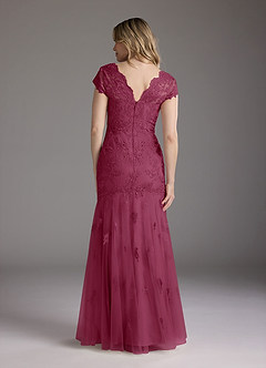 Azazie Marbella Mother of the Bride Dresses Mulberry Mermaid Queen Anne Sequins Lace Dress image7