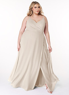 Azazie Lennon Bridesmaid Dresses White Alabaster A-Line Lace Chiffon Dress image9