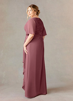 Azazie Carson Mother of the Bride Dresses Desert Rose A-Line V-Neck Lace Chiffon Dress image9