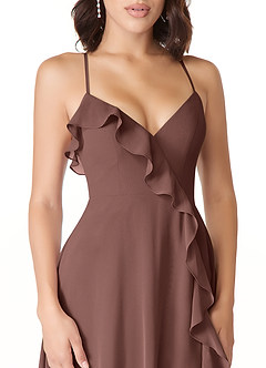 Azazie Tarni At-home Try On Dresses Amethyst A-Line Chiffon Dress image5