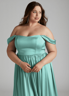 Azazie Morana Final Sale Amethyst A-Line Off the Shoulder Stretch Satin Convertible Dress image17