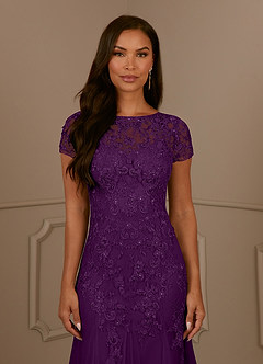 Azazie Laurie Mother of the Bride Dresses Grape Mermaid Scoop Sequins Tulle Dress image7