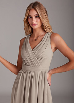 Azazie Kingsley Bridesmaid Dresses Frost A-Line Lace Chiffon Dress image6