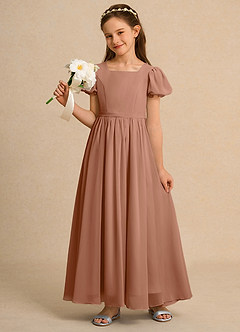 Azazie Joss Flower Girl Dresses Bronzer A-Line with Sleeves Chiffon Dress image5
