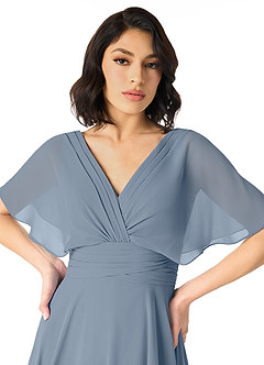 Azazie Pamela Bridesmaid Dresses Twilight A-Line V-Neck Pleated Chiffon Dress image4