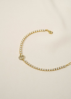 front Pulsera de tenis con inicial de diamantes de imitación brillantes
