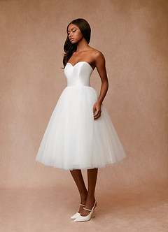 Azazie Gelsey Wedding Dresses Diamond White A-Line Sweetheart Neckline Tulle Dress image4