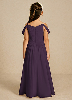 Azazie Chelle Flower Girl Dresses Plum A-Line Pleated Chiffon Dress image2