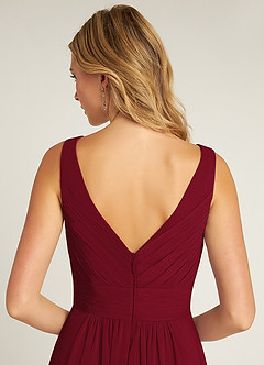 Azazie Pierrette Bridesmaid Dresses Burgundy A-Line Pleated Chiffon Dress image6