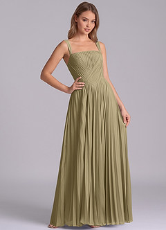 Azazie Mina Bridesmaid Dresses Moss Green A-Line Pleated Chiffon Dress image6