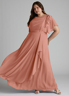 Azazie Aaliyah Modest Bridesmaid Dresses A-Line Scoop Pleated Chiffon Floor-Length Dress image8