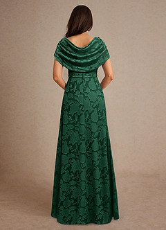 Azazie Branford Mère de la mariée Robes Robe Trapèze en Blumen-Burnout Plissée Vert Foncé image3