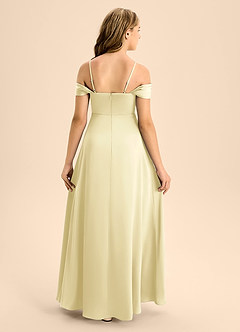 Azazie Anselie Junior Lemon Sorbet A-Line Off the Shoulder Stretch Satin Dress image2