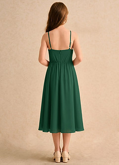 Azazie Twilight Dance Flower Girl Dresses Dark Green A-Line Pleated Chiffon Dress image2