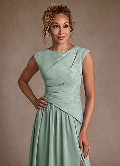 Azazie Kalleen Mother of the Bride Dresses Agave A-Line Pleated Chiffon Dress image6