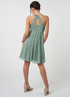 Azazie Ginny Junior Silver Sage A-Line Pleated Chiffon Dress image2