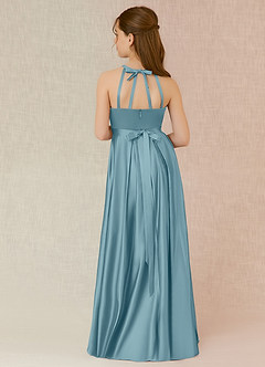 Azazie Arianthe Junior Moody Blue A-Line with Pockets Matte Satin Dress image5