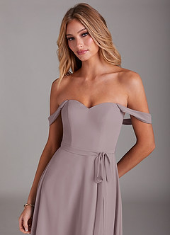Azazie Aaron Bridesmaid Dresses Dusk A-Line Off the Shoulder Chiffon Convertible Dress image7