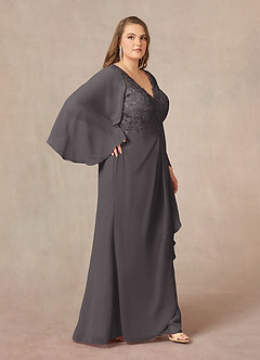 Azazie Perry Mother of the Bride Dresses Mermaid V-Neck Lace Chiffon Floor-Length Dress image10