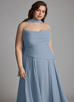 Azazie Gabriela Bridesmaid Dresses Dusty Blue A-Line Corset Chiffon Dress image21