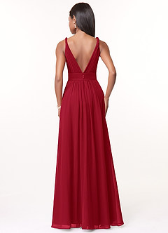 Azazie Maren Bridesmaid Dresses Scarlet A-Line Pleated Chiffon Dress image2