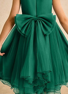 Azazie Lass Flower Girl Dresses Emerald A-Line Bow Tulle Dress image6
