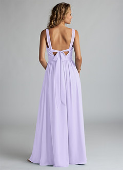 Azazie Aziza Brautjungfernkleider A-Linie V-Hals Gefaltet Chiffon Kleid Flieder image4