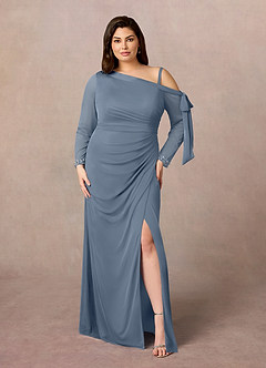 Azazie Marna Mother of the Bride Dresses Twilight Sheath One Shoulder Mesh Dress image6