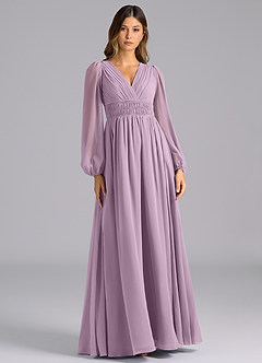 Azazie Palerma Bridesmaid Dresses Wisteria A-Line Long Sleeve Chiffon Dress image1