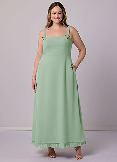 Barbie ♥ Azazie Bridesmaid Dresses Agave A-Line Pleated Chiffon Dress image9