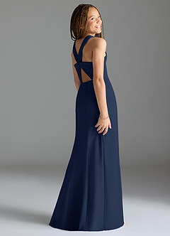 Azazie Rue Junior Dark Navy Mermaid Side Slit Chiffon Dress image5