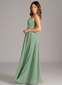 Azazie Amani Bridesmaid Dresses Matcha A-Line Pleated Chiffon Dress image3