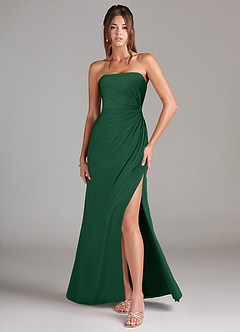 Azazie Aliani Abiti da Damigella Abito Convertibile Tubino in Chiffon Senza Cinturino Verde Scuro image1