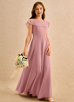 Azazie Kittie Girls Formal Flower Girl Dresses Dusty Rose A-Line Chiffon Dress image4