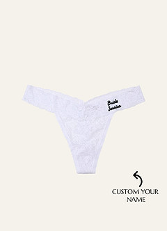 front Personalized Embroidered Name Lace Thong Wedding Panty