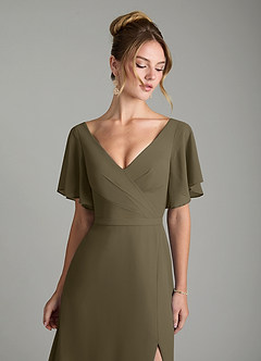 Azazie Ambrosia Bridesmaid Dresses Willow Green A-Line Pleated Chiffon Dress image3